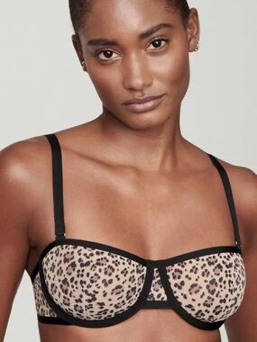 The Balconette Mesh Underwire Bra in Leopard Print